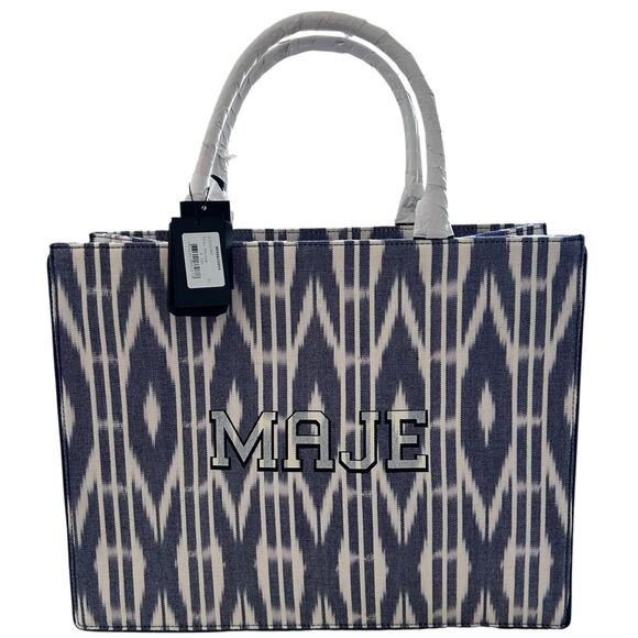 Maje Handbags - MAJE Tie-Dye Canvas Ikat Tote Bag in Blue
